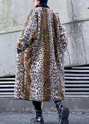 Taillierter Leopard Dicker warmer Cinch-Jacken Wintermantel