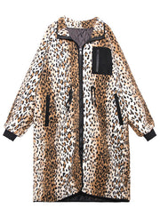 Fitted Leopard Thick Warm cinch jackets Winter Coat