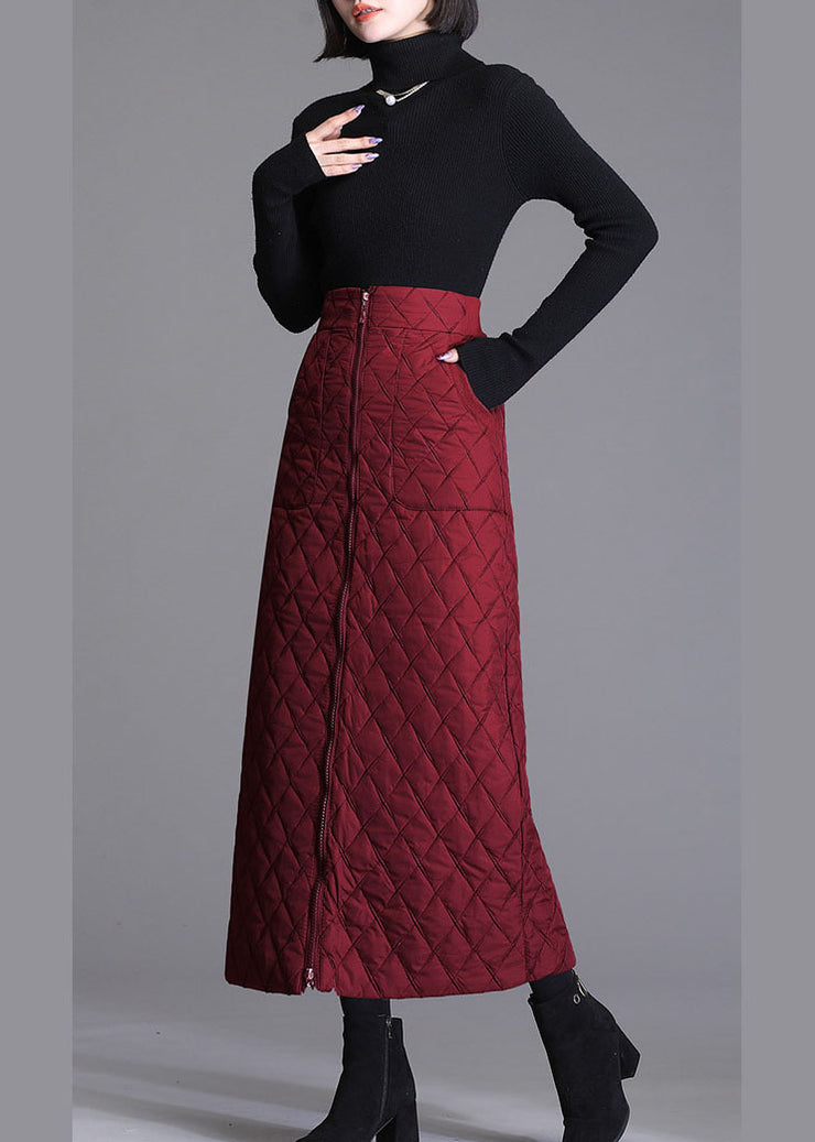 Taillierte Mulberry hohe Taille Reißverschlusstaschen Feine Baumwolle gefüllte Röcke Winter