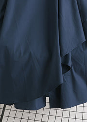 Taillierter marineblauer asymmetrischer A-Linien-Rock mit hoher Taille Sommer