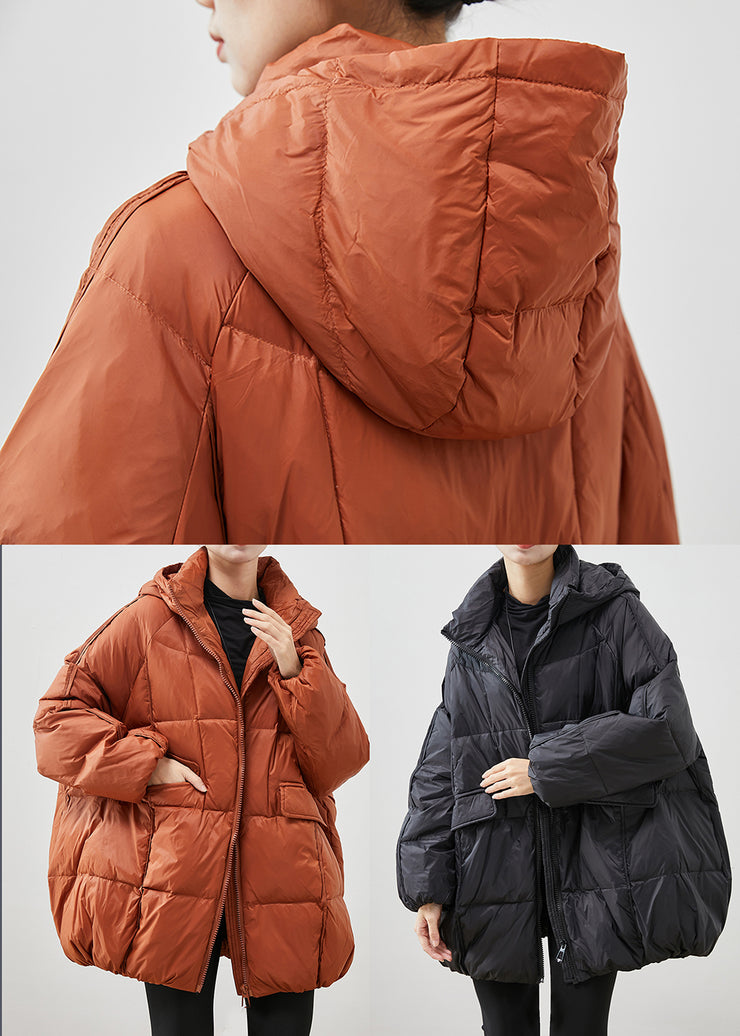 Fitted Orange Oversized Duck Down Puffer Jacket Winter