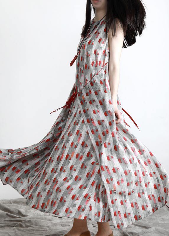 Fitted Print Patchwork asymmetrical design Summer Dress - SooLinen