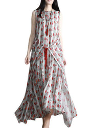 Fitted Print Patchwork asymmetrical design Summer Dress - SooLinen