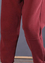 Ausgestattete rote Cinched Pockets Patchwork warme Fleecehose Winter