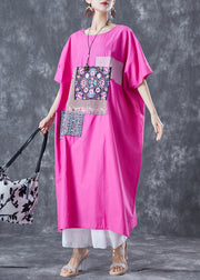 Fitted Rose Embroidered Oversized Cotton Maxi Dresses Summer