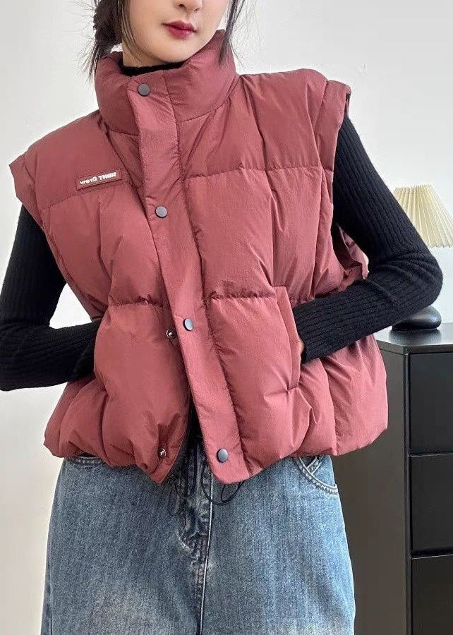 Fitted Rubber Red Oversized Duck Down Puffer Vest Winter