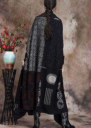 Taillierte Herbst-Cardigan mit asymmetrischem Patchwork-Design und Retro-Print