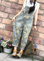 Floral Casual Denim Cotton Jumpsuit Oversized