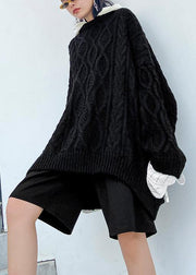 For Spring fall black knit tops plus size hooded clothes For Women - SooLinen