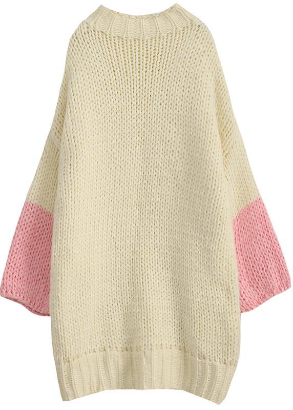 For Spring o neck Batwing Sleeve Sweater dress outfit Classy beige Funny knitwear - SooLinen