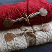 For Work Spring knit sweat tops trendy plus size Beige Deer Print knitted cardigans - SooLinen