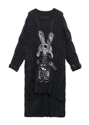 For Work black Sweater dress outfit Moda hollow out daily low high design sweater dress - SooLinen