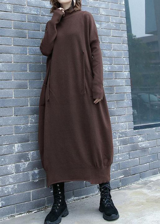 For Work chocolate Sweater dress outfit plus size two ways to wear Funny fall knit top - SooLinen