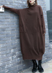 For Work chocolate Sweater dress outfit plus size two ways to wear Funny fall knit top - SooLinen