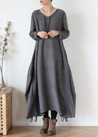 For Work o neck asymmetric Sweater dress outfit gray Funny knitted fall - SooLinen