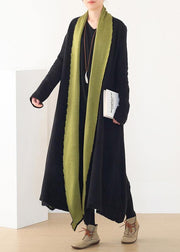 For Work patchwork knit coats Loose fitting v neck wild knit outwear - SooLinen