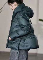 French Apricot Hooded Drawstring Duck Down Puffer Jacket Winter