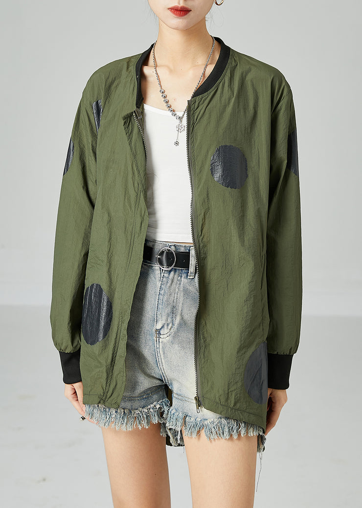 French Army Green Oversized Patchwork Drawstring Silk Coats Spring