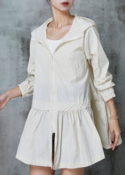 French Beige Exra Large Hem Patchwork Cotton UPF 50+ Coat Jacket Spring