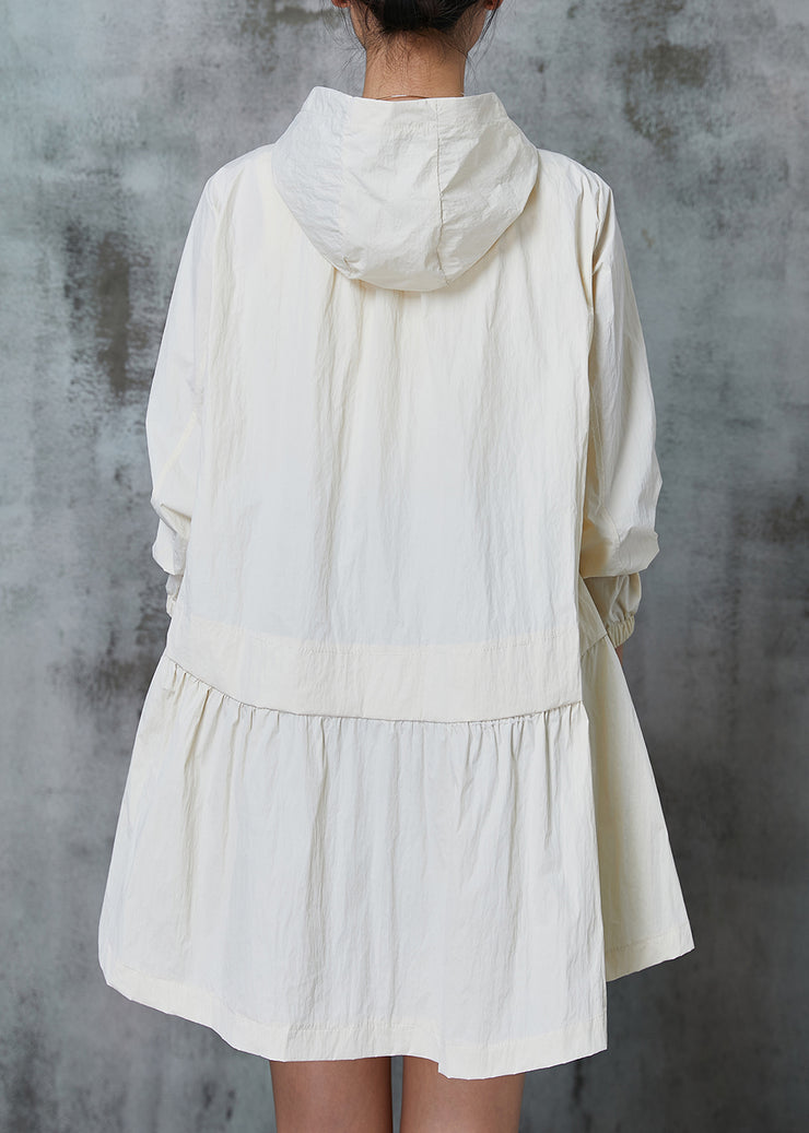 French Beige Exra Large Hem Patchwork Cotton UPF 50+ Coat Jacket Spring