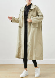 French Beige Oversized Big Pockets Cotton Coat Outwear Fall