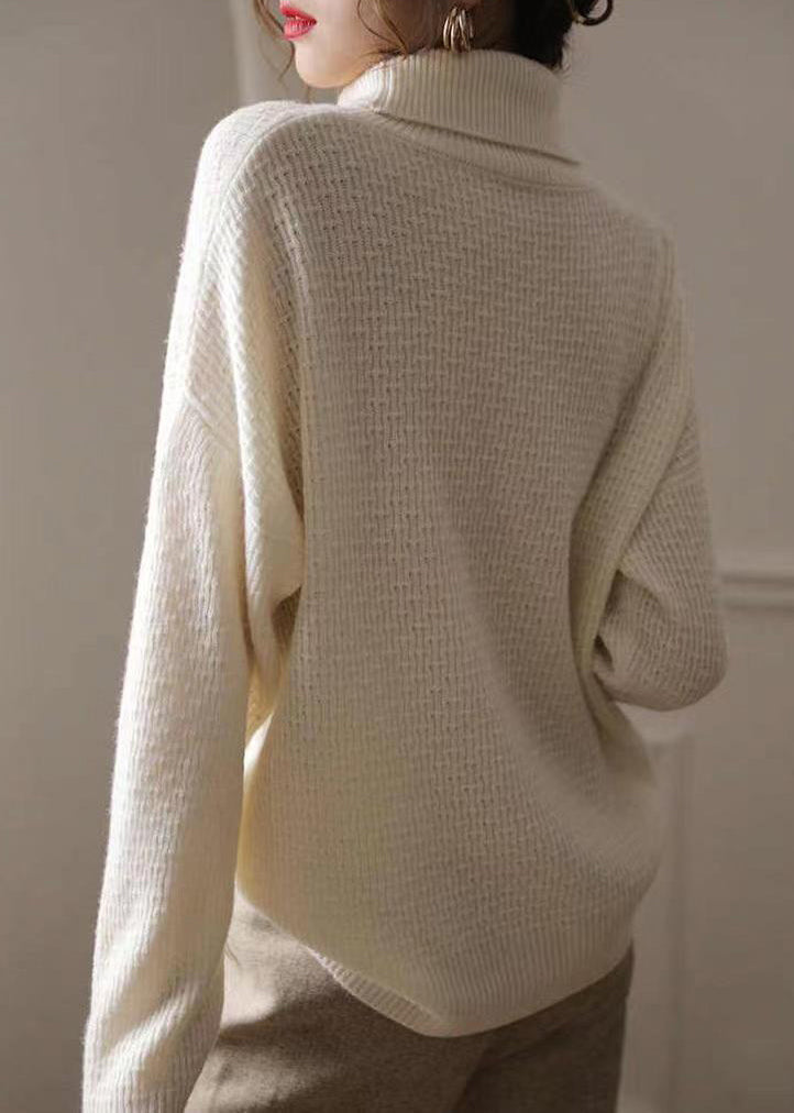 French Beige Peter Pan Collar Woolen Knit Sweater Fall
