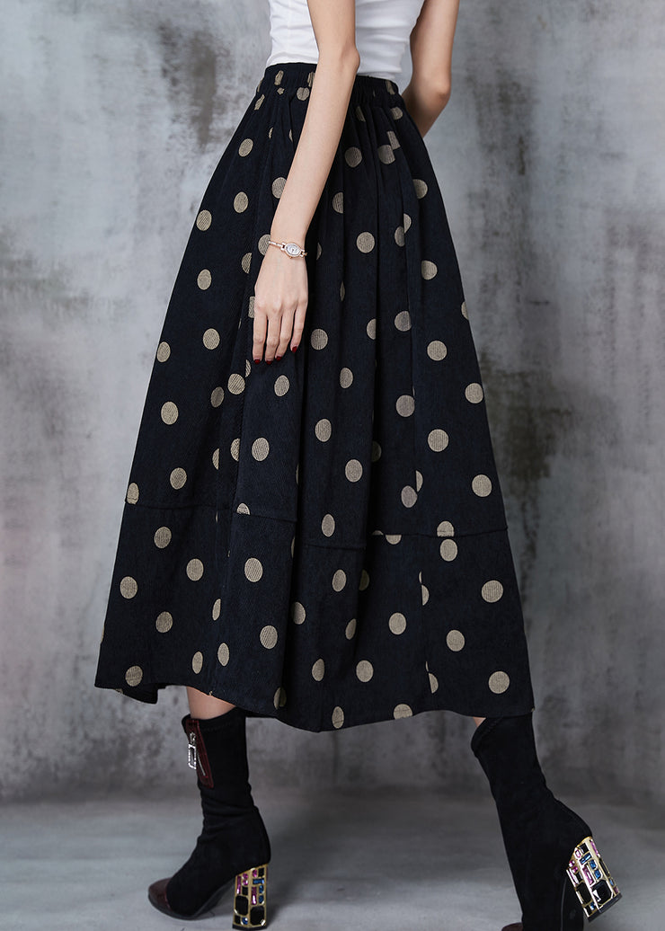 French Black Dot Exra Large Hem Cotton Skirt Spring