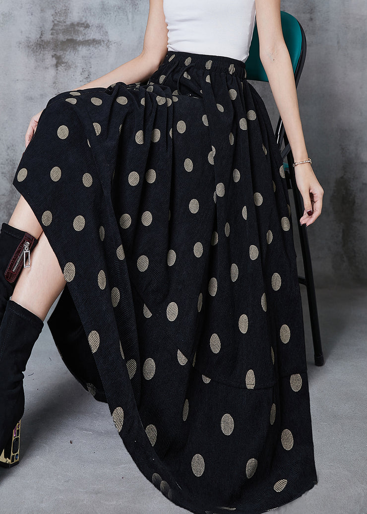 French Black Dot Exra Large Hem Cotton Skirt Spring
