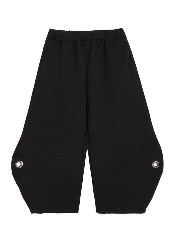 French Black Elastische Taille Eisenring Taschen Harm Pants Sommer