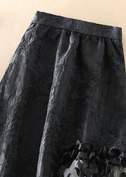 French Black Jacquard Patchwork Bow Tulle Skirts Spring