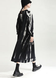 French Black Oversized Tie Dye Cotton Pullover Streetwear Dress Fall