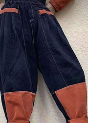 French Black Patchwork Cotton harem pants Spring