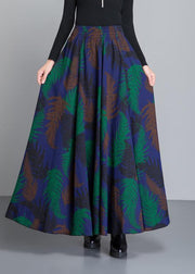 French Black Print Circle Thick A Line Fall Winter Skirts