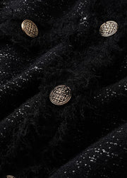 French Black Tasseled Button Patchwork Cotton Waistcoat Sleeveless