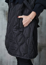 French Black V Neck Patchwork Fine Cotton Filled Witner Jacket Spring