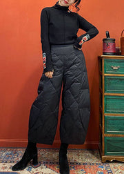French Black fashion Pockets Duck Down Pants Winter