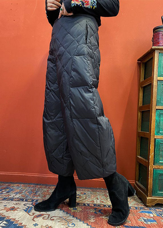 Französisch Schwarz Mode Taschen Entendaunenhose Winter
