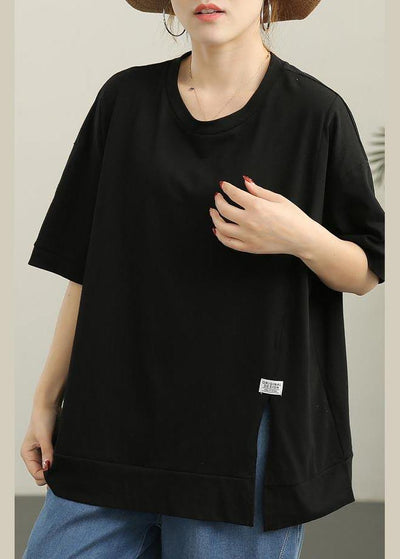 French Black side open Cotton Top Summer - SooLinen