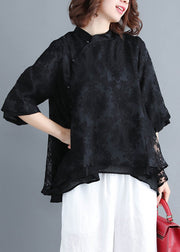 French Button Spitzenkleidung Damen Inspiration schwarz Plus Size Clothing Shirt Sommer