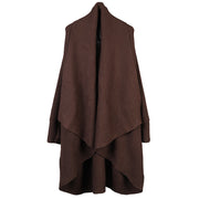 French Chocolate Bat Wing Sleeve Loose Asymmetrisches Design Fall Long Sweater Coat