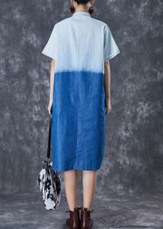 French Colorblock Oversized Patchwork Cotton Dress Summer