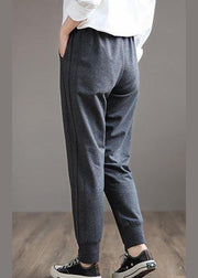 French Dark Gray Wild Pants Trendy Spring Elastic Waist Fashion Ideas Wide Leg Pants - SooLinen