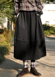 French Elastic Waist Patchwork Spring Dresses Runway Chocolate Robe Skirt - SooLinen