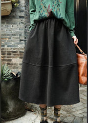 French Elastic Waist Patchwork Spring Dresses Runway Chocolate Robe Skirt - SooLinen