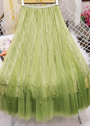 French Green Nail Bead Exra Large Hem Tulle Skirts Summer