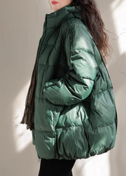 French Green Oversized Pockets Fine Cotton Filled Parka Jacket Winter