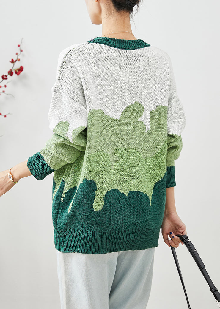 French Green Oversized Thick Knit Sweaters Winter
