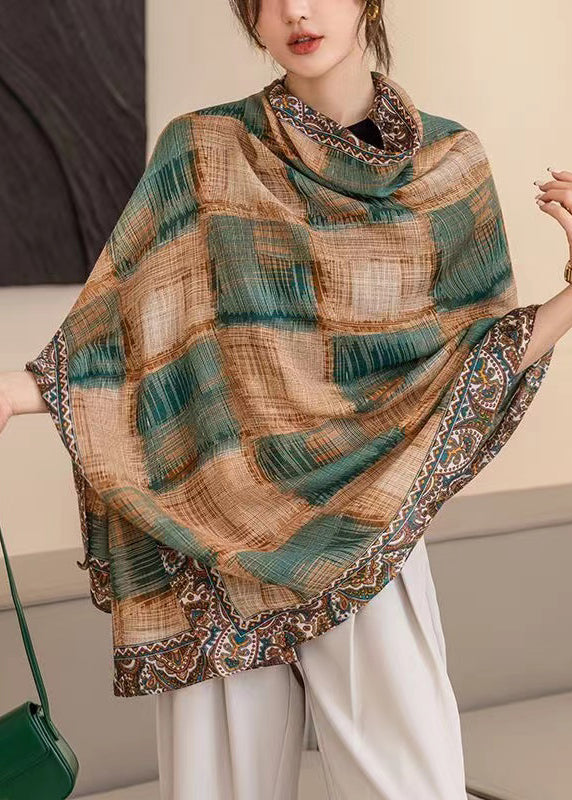 French Green Plaid Soft Comfy Cotton Scarf