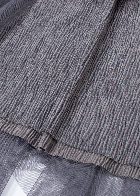 French Grey Nail Bead Patchwork asymmetrisches Design Herbstrock