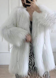 French Grey Tassel Thick Mink Hair Coats Long Sleeve